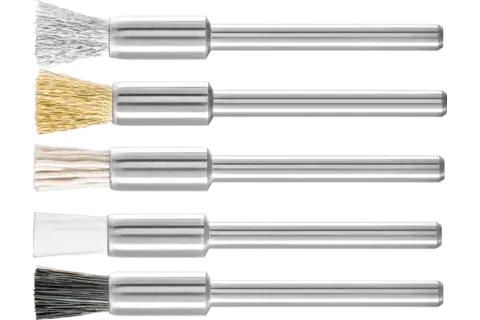 End brushes crimped miniature brushes, shank-mounted