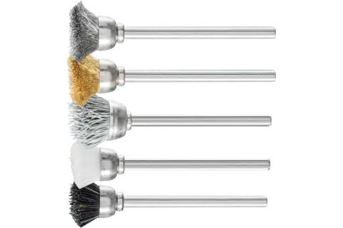 Cup brushes crimped miniature brushes, shank-mounted