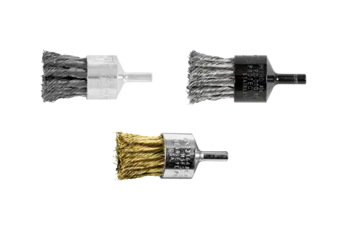 End brushes knotted, full cable straight head, shank-mounted