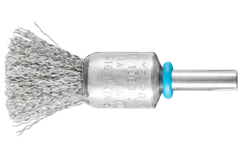 Spazzola a pennello INOX-TOTAL con filo non ritorto PBUIT Ø 15 mm, gambo Ø 6 mm filo d’acciaio inossidabile Ø 0,20 1
