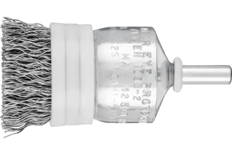 Spazzola a pennello con anello di supporto filo non ritorto PBUR Ø 25 mm, gambo Ø 6 mm, filo d’acciaio Ø 0,35 1