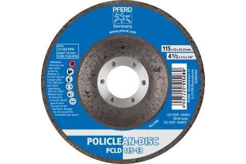 POLICLEAN PCLD non-woven cleaning fabric dia. 115x13 mm hole dia. 22.3 mm for coarse cleaning work 3