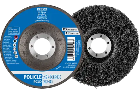 POLICLEAN PCLD non-woven cleaning fabric dia. 115x13 mm hole dia. 22.3 mm for coarse cleaning work 1