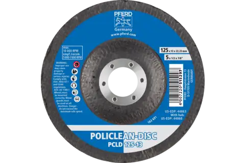POLICLEAN PCLD non-woven cleaning fabric dia. 125x13 mm hole dia. 22.3 mm for coarse cleaning work 3