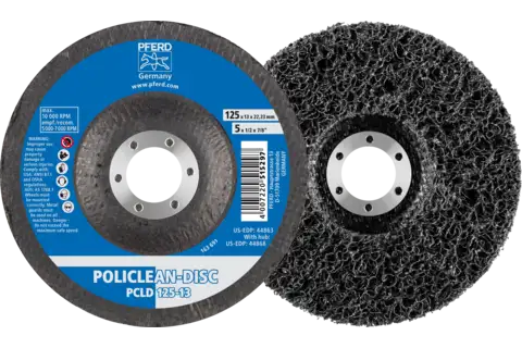 POLICLEAN PCLD non-woven cleaning fabric dia. 125x13 mm hole dia. 22.3 mm for coarse cleaning work 1