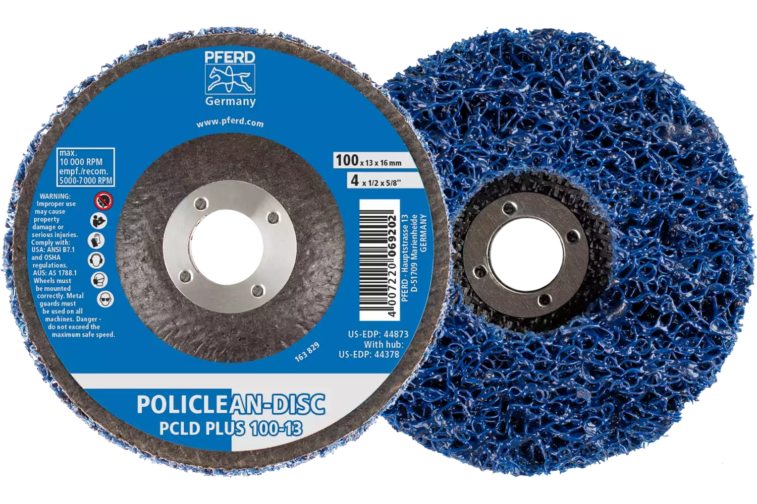 POLICLEAN PLUS PCLD non-woven cleaning fabric dia. 100x13 mm hole dia. 16 mm for coarse cleaning work 1