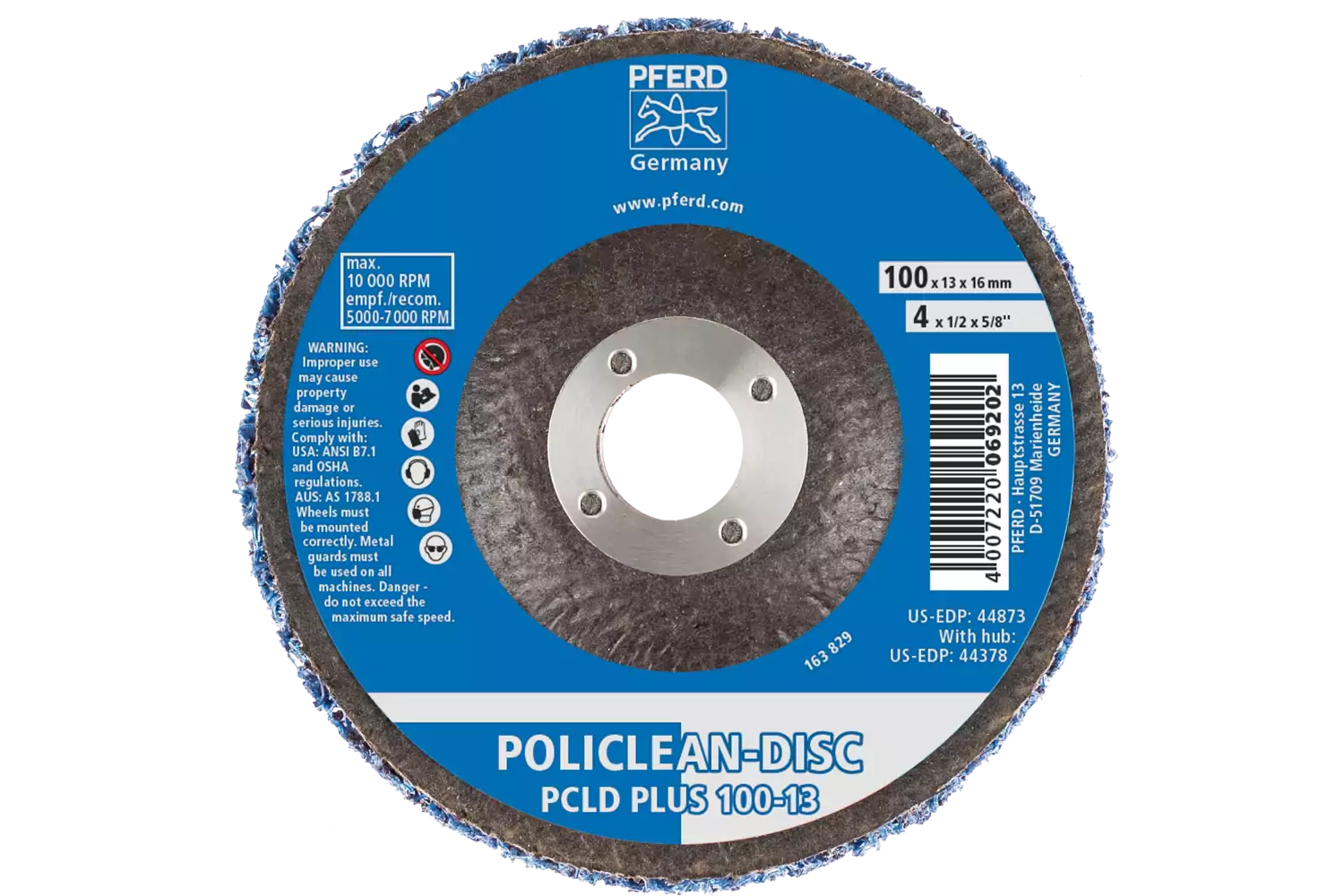 POLICLEAN PLUS PCLD non-woven cleaning fabric dia. 100x13 mm hole dia. 16 mm for coarse cleaning work 2