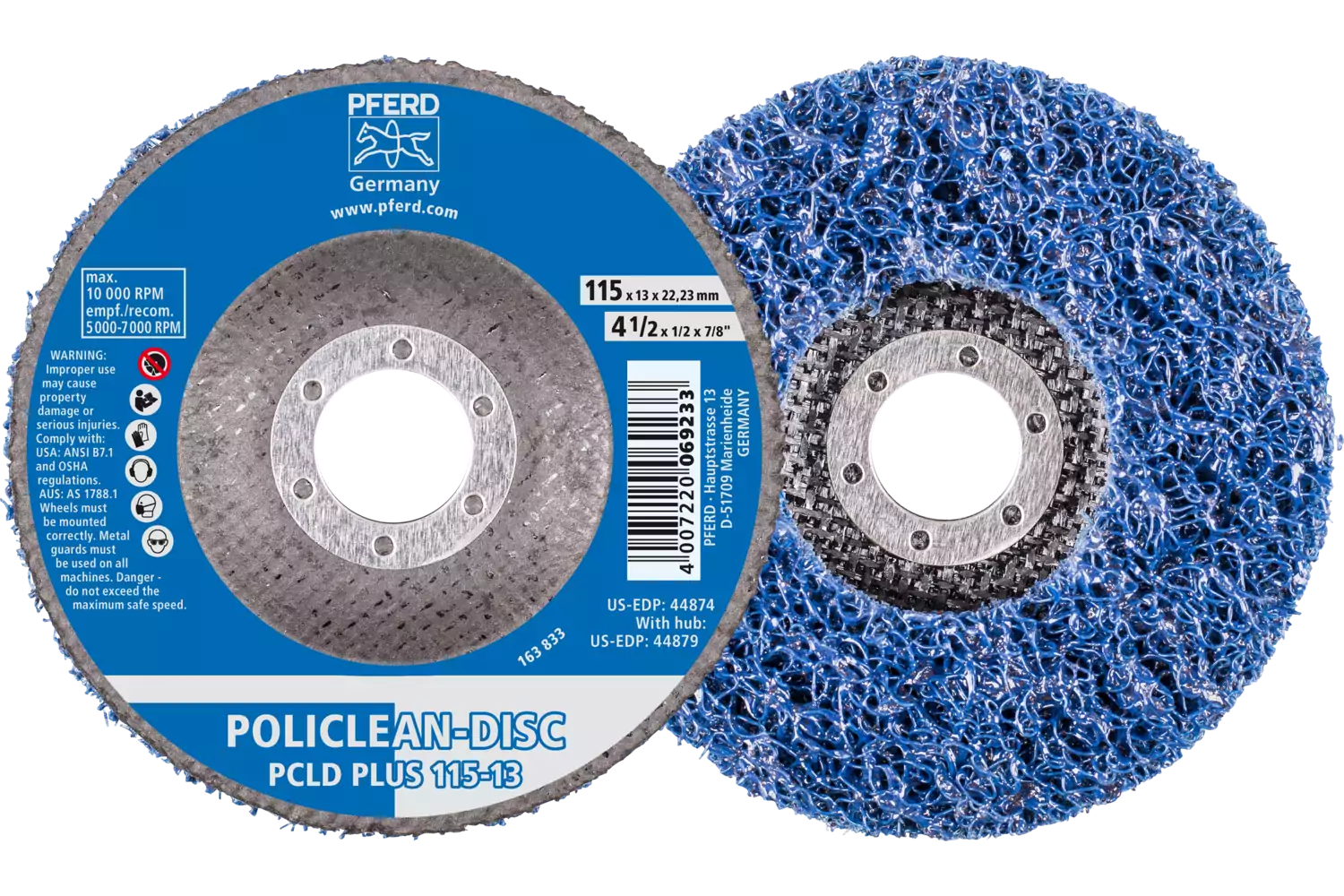 POLICLEAN PLUS PCLD non-woven cleaning fabric dia. 115x13 mm hole dia. 22.3 mm for coarse cleaning work (1) 1