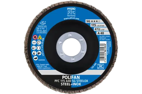 POLIFAN flap disc PFC 115x22.23 mm conical A40 SG STEELOX steel/stainless steel 2