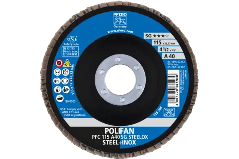 POLIFAN flap disc PFC 115x22.23 mm conical A40 Uni. Line PSF STEELOX steel/stainless steel 2