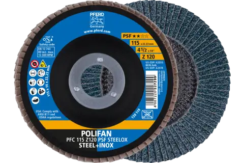 POLIFAN flap disc PFC 115x22.23 mm conical Z120 Uni. Line PSF STEELOX steel/stainless steel (2) 1