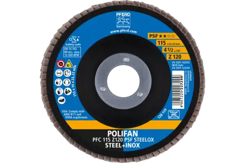 POLIFAN flap disc PFC 115x22.23 mm conical Z120 Uni. Line PSF STEELOX steel/stainless steel (2) 2