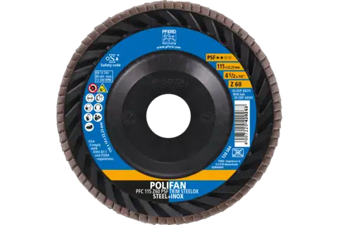 POLIFAN flap disc PFC 115x22.23 mm conical Z60 Universal Line PSF TRIM STEELOX for steel/stainless steel 2