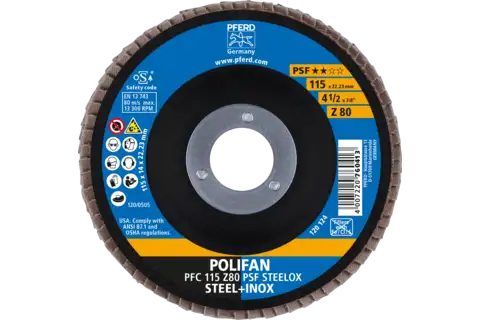 POLIFAN flap disc PFC 115x22.23 mm conical Z80 Uni. Line PSF STEELOX/1 steel/stainless steel 2