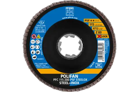 POLIFAN flap disc PFC 115 mm X-LOCK conical Z80 Uni. Line PSF STEELOX steel/stainless steel 2
