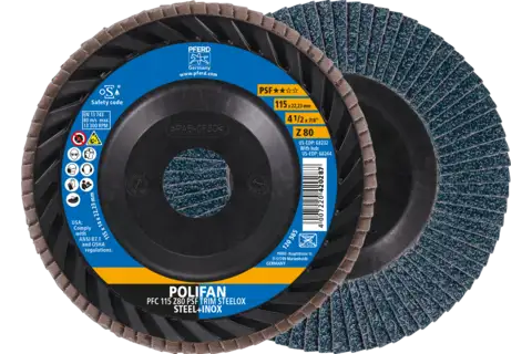 POLIFAN flap disc PFC 115x22.23 mm conical Z80 Universal Line PSF TRIM STEELOX for steel/stainless steel 1