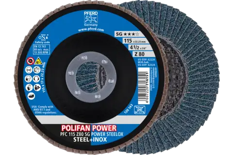 POLIFAN POWER flap disc PFC 115x22.23 mm conical Z80 SG STEELOX steel/stainless steel (2) 1