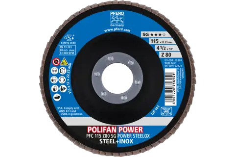 POLIFAN POWER flap disc PFC 115x22.23 mm conical Z80 SG STEELOX steel/stainless steel (2) 2