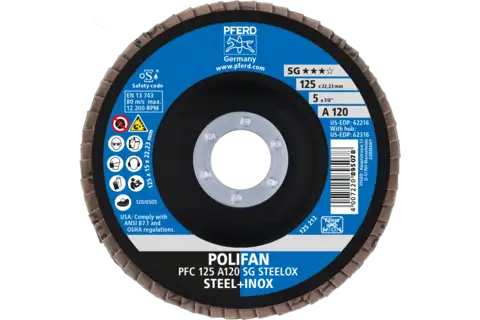 POLIFAN flap disc PFC 125x22.23 mm conical A120 SG STEELOX steel/stainless steel 2