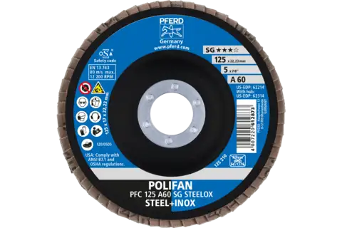 POLIFAN flap disc PFC 125x22.23 mm conical A60 SG STEELOX steel/stainless steel 2