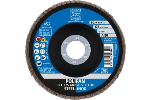 POLIFAN flap disc PFC 125x22.23 mm conical A80 SG STEELOX steel/stainless steel 2