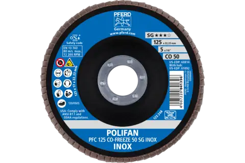 POLIFAN flap disc PFC 125x22.23 mm conical CO-FREEZE 50 SG INOX stainless steel 2