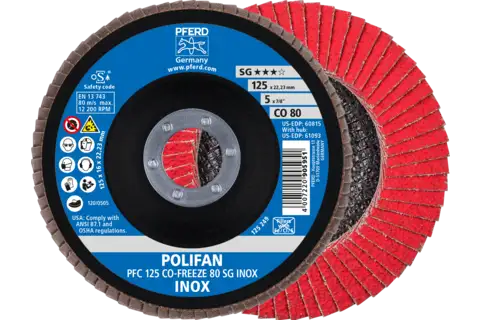 POLIFAN flap disc PFC 125x22.23 mm conical CO-FREEZE 80 SG INOX stainless steel 1
