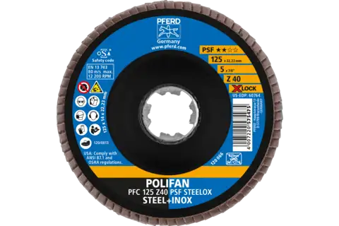 POLIFAN flap disc PFC 125 mm X-LOCK conical Z40 Uni. Line PSF STEELOX steel/stainless steel 2