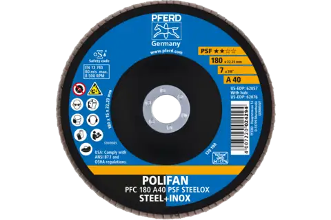 POLIFAN flap disc PFC 180x22.23 mm conical A40 Uni. Line PSF STEELOX steel/stainless steel 2