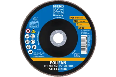 POLIFAN flap disc PFC 180x22.23 mm conical A60 Uni. Line PSF STEELOX steel/stainless steel 2