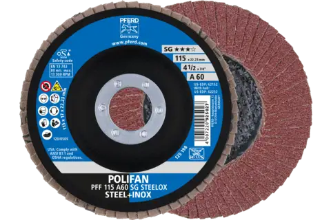 POLIFAN Fächerscheibe PFF 115x22,23 mm flach A60 Leistungslinie SG STEELOX Stahl/Edelstahl 1