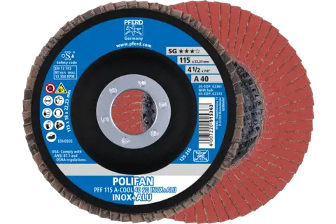 Disco lamellare POLIFAN PFF 115x22,23 mm piatto A-COOL 40 linea SG INOX+ALU acciaio inossidabile/alluminio 1