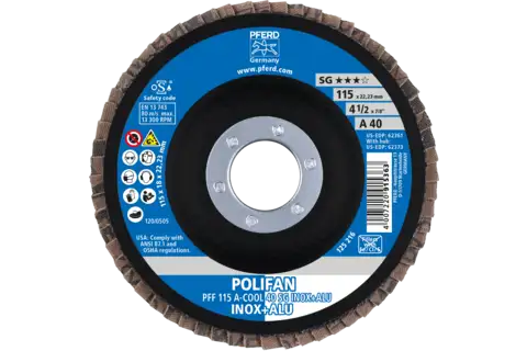 POLIFAN-Flap Discs PFF 115 A-COOL 40 SG INOX+ALU 2