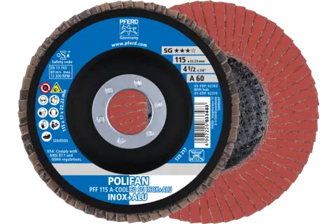 POLIFAN-Flap Discs PFF 115 A-COOL 60 SG INOX+ALU 1