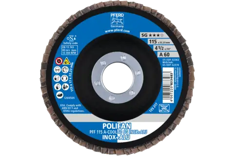 POLIFAN-Flap Discs PFF 115 A-COOL 60 SG INOX+ALU 2