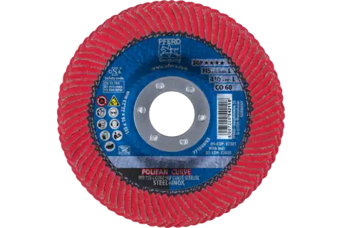 POLIFAN CURVE flap disc PFR 115x22.23 mm width L CO60 SGP STEELOX for steel/stainless steel 2