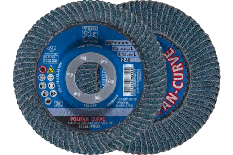 Flap Disc, 4-1/2" x 7/8, Z SGP CURVE STEELOX, 40 Grit, Large Radius, Zirconia 1