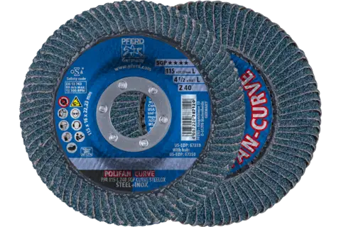 POLIFAN CURVE flap disc PFR 115x22.23 mm width L Z40 SGP STEELOX for steel/stainless steel (2) 1
