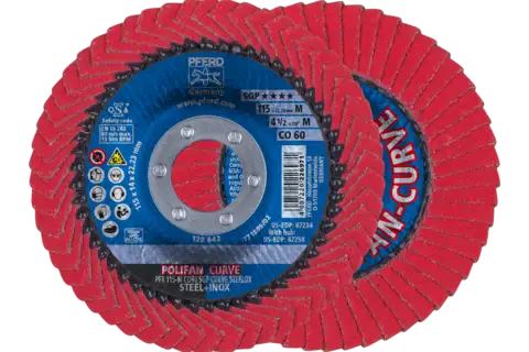 POLIFAN CURVE flap disc PFR 115x22.23 mm width M CO60 SGP STEELOX for steel/stainless steel 1