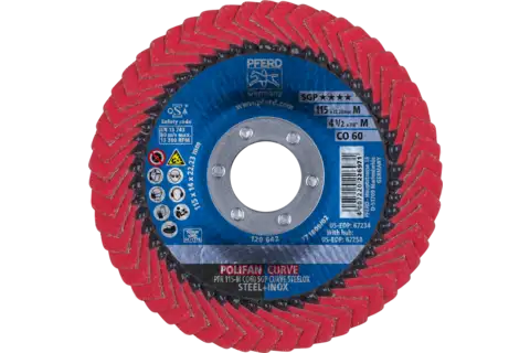 POLIFAN CURVE flap disc PFR 115x22.23 mm width M CO60 SGP STEELOX for steel/stainless steel 2