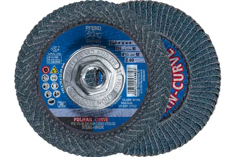 Flap Disc, 4-1/2" x 5/8-11, Z SGP CURVE STEELOX, 40 Grit, Medium Radius,Zirconia 1