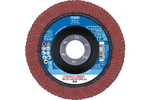 POLIFAN CURVE flap disc PFR 125x22.23 mm width L A40 Special Line SGP ALU for aluminium 1