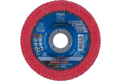 POLIFAN CURVE flap disc PFR 125x22.23 mm width L CO60 SGP STEELOX for steel/stainless steel 4