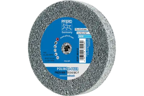 Disco de vellón prensado POLINOX PNER Ø 75x13 mm agujero Ø 6 mm semiblando SIC fino para acabado 1
