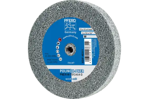 POLINOX pressed non-woven wheel PNER dia. 75x13 mm centre hole dia. 6 mm soft A coarse for finishing 1