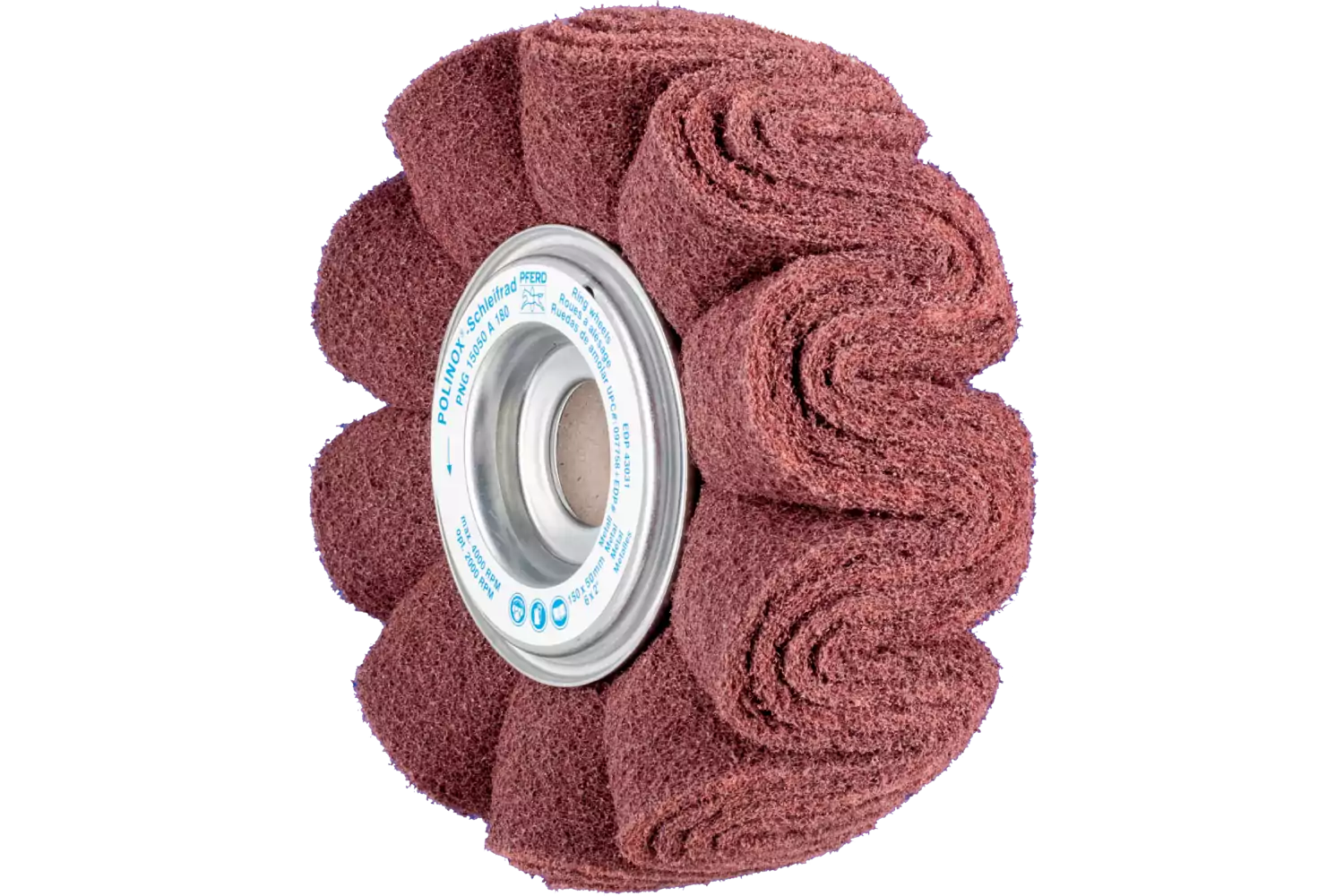 POLINOX non-woven unmounted grinding wheel PNG dia. 150x50 mm centre hole dia. 25.4 mm A180 for fine grinding and finishing 1