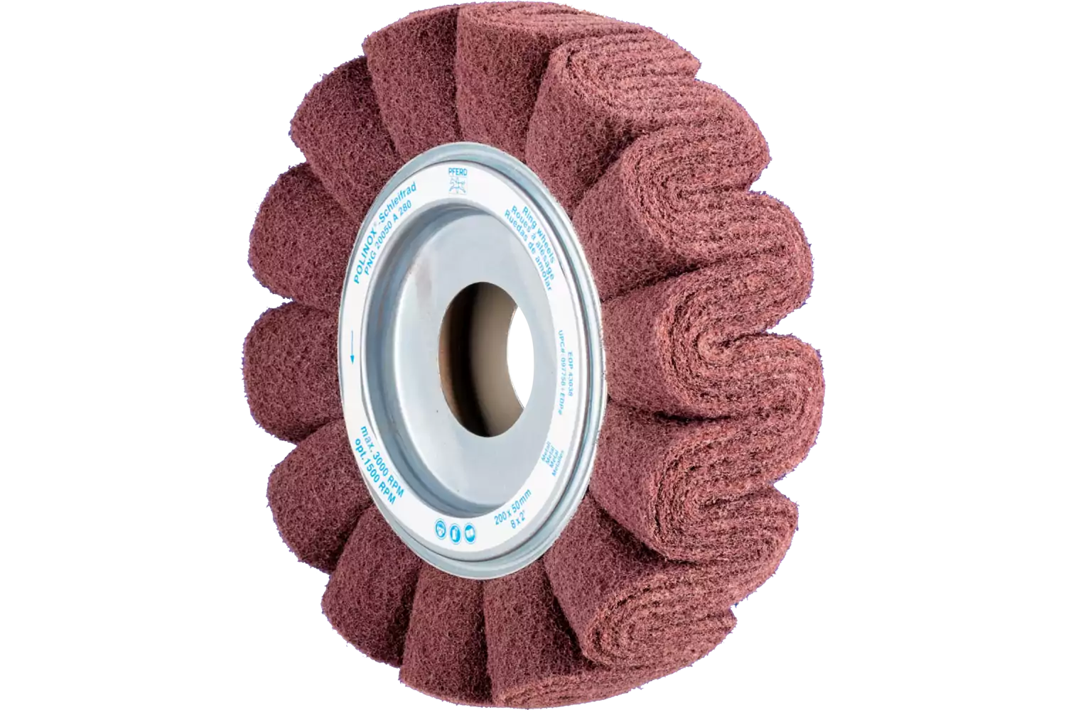 POLINOX non-woven unmounted grinding wheel PNG dia. 200x50 mm centre hole dia. 44 mm A280 for fine grinding and finishing 1