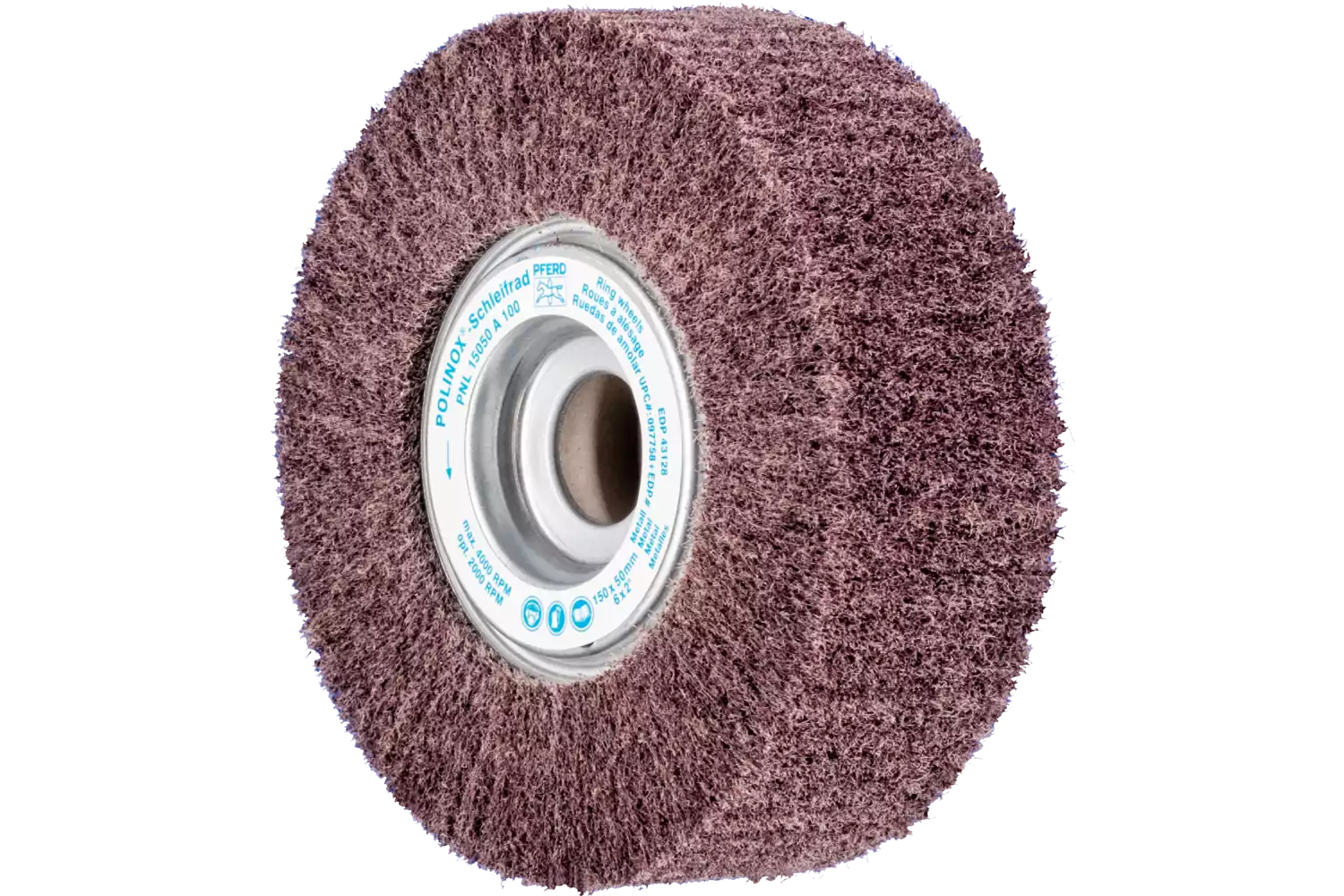 POLINOX non-woven unmounted grinding wheel PNL dia. 150x50 mm centre hole dia. 25.4 mm A100 for fine grinding and finishing 1