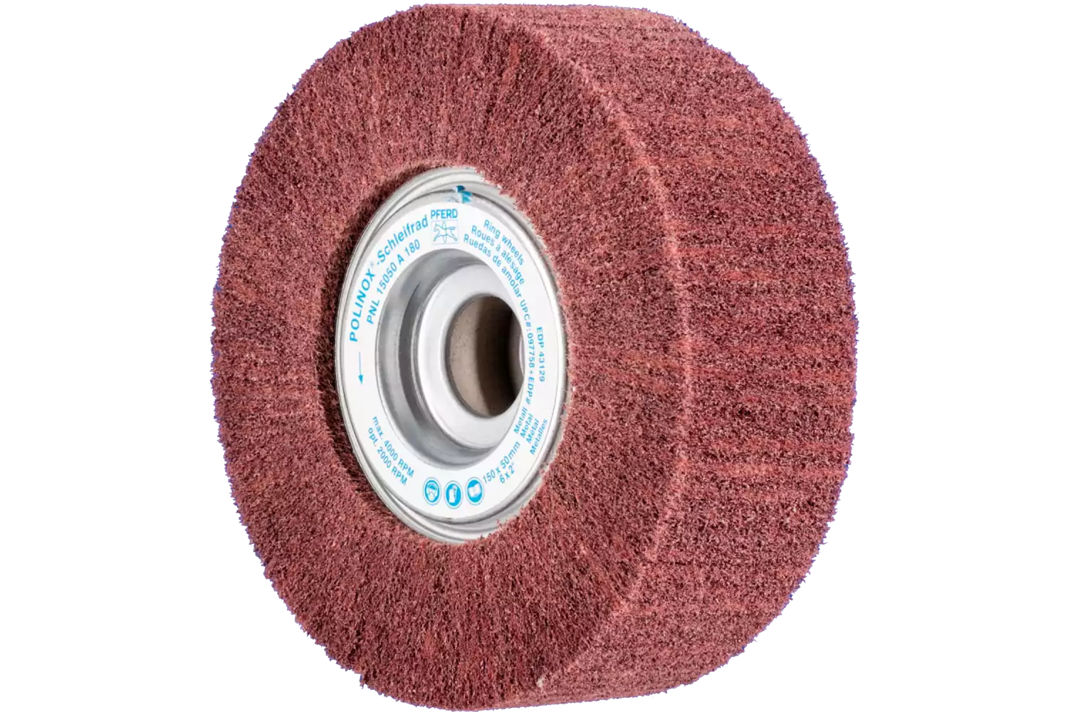 POLINOX non-woven unmounted grinding wheel PNL dia. 150x50 mm centre hole dia. 25.4 mm A180 for fine grinding and finishing 1