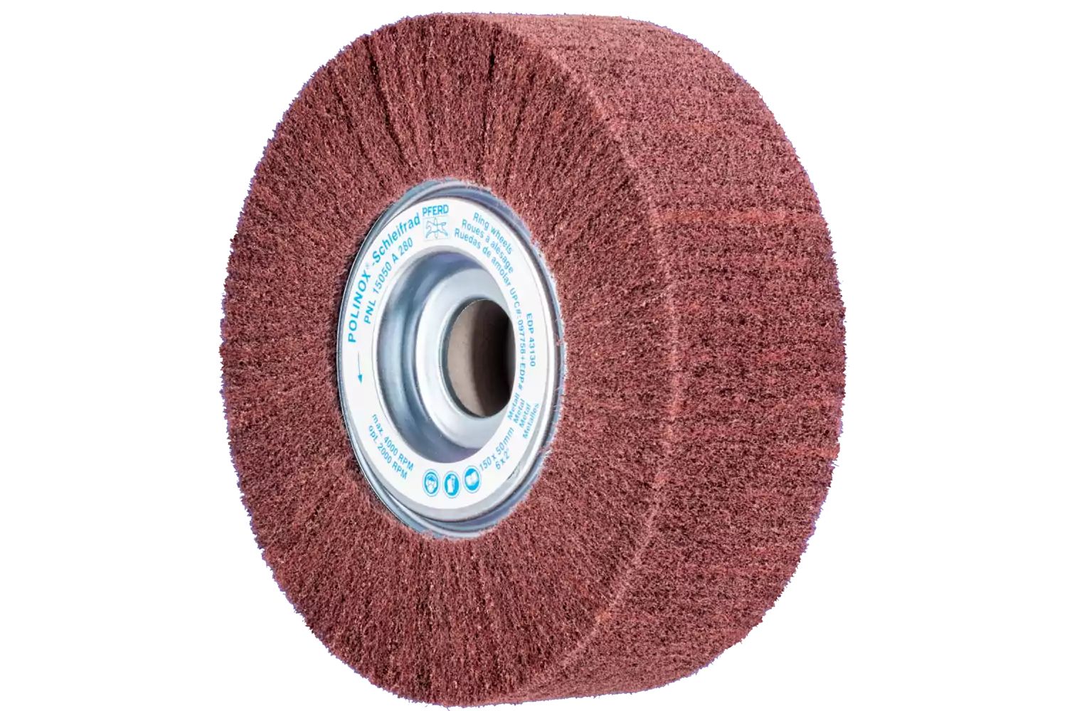 POLINOX non-woven unmounted grinding wheel PNL dia. 150x50 mm centre hole dia. 25.4 mm A280 for fine grinding and finishing 1